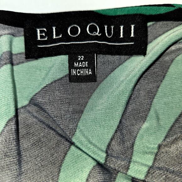 ELOQUII 20W Green Women's Long Sleeve Maxi BOHO Dress Plus Size 2X XXL 2XL - Picture 2 of 7